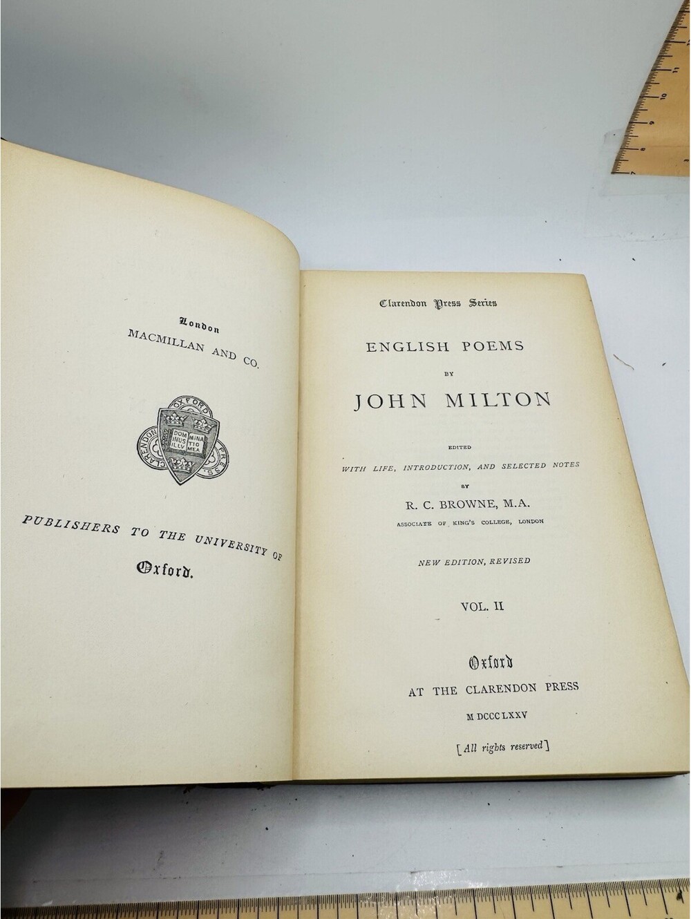 English Poems by John Milton Volume II Oxford R.C. Browne 1875